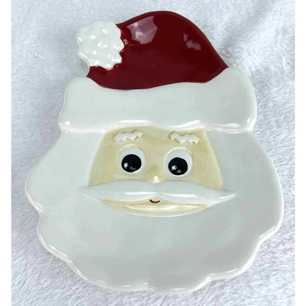 Living Quarters Santa Clause Head Cookie Plate Serving Tray Your Home Your Style